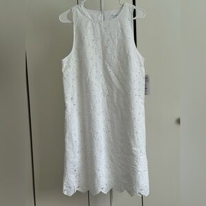 Time and Tru White Sleeveless Lace Midi Dress